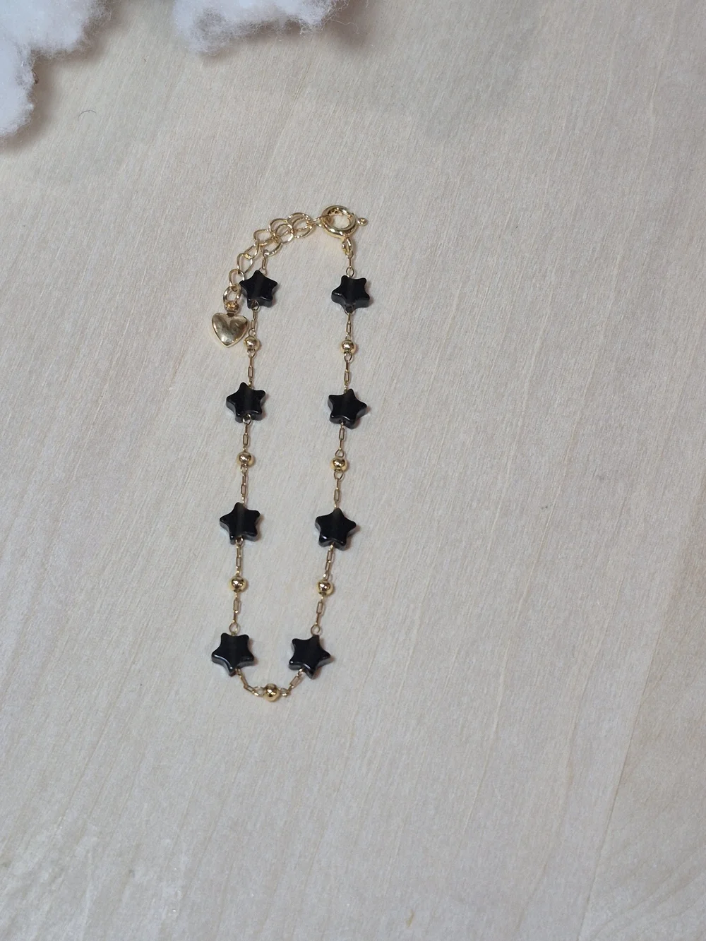 🖤⭐️NEW🖤⭐️ PRETTY!! SS OBSIDIAN Micro PaperClip Nat. Stone Star Bracelet